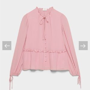 Aritzia Wilfred Pink Ruffle Blouse